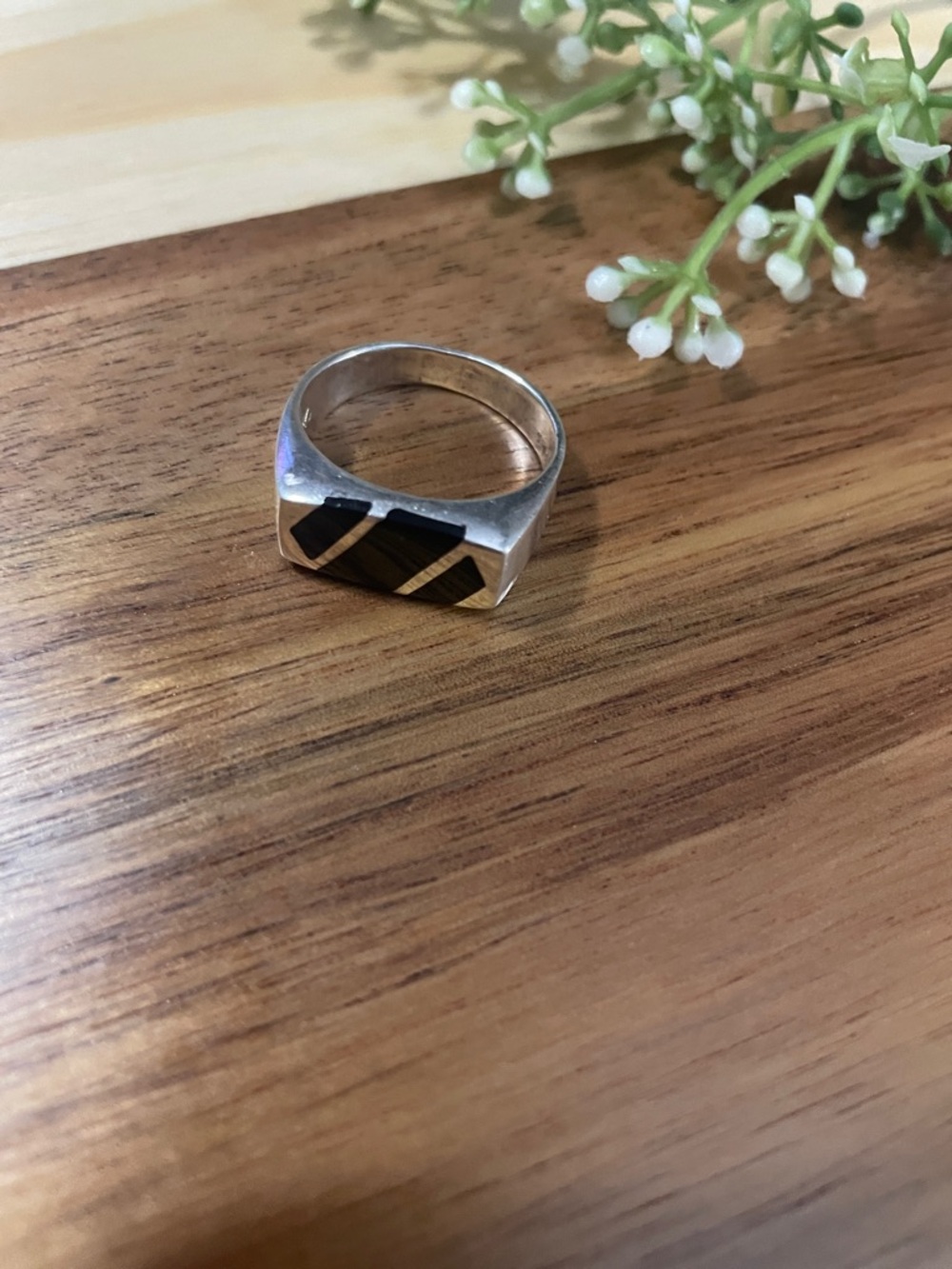 Men's Silver Black Onyx Signet Ring - Classic Stainless Look